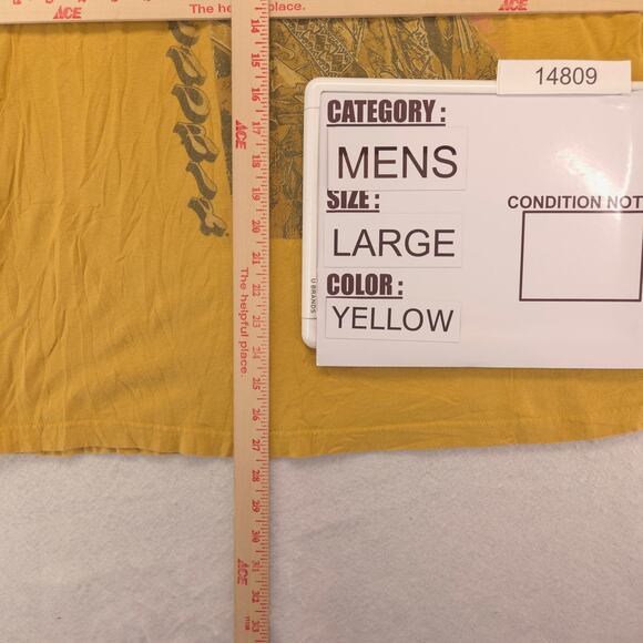 Jimi Hendrix Band Crew Neck Short Sleeve Graphic T Shirt Mens Size L Yellow - Picture 6 of 9